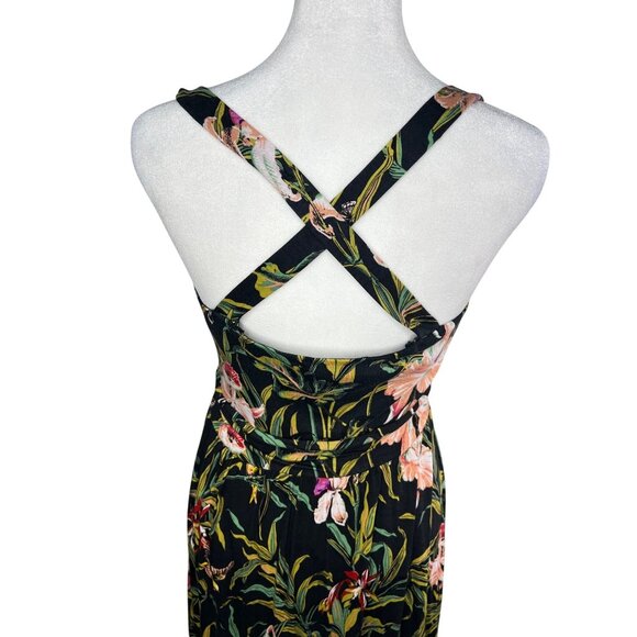 Anthropologie Maeve Gabriela Ruffled Black Floral Maxi Sweetheart Neck Dress L - Picture 10 of 16